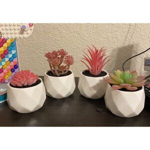 New Small Fake Desk Plant – Pink Desk Decor for Women - Artificial Succulent